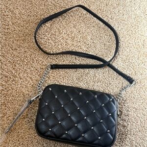 Black Quilted/Studded Crossbody Bag